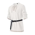 thumbnail image 4 of LMOIPLI Men Medieval Lace Up Tunic Long Sleeve Shirt, Vintage Renaissance Cosplay Blouse with Matching Belt, Loose Linen Blend Casual Renaissance Costume Top White XXXL, 4 of 6