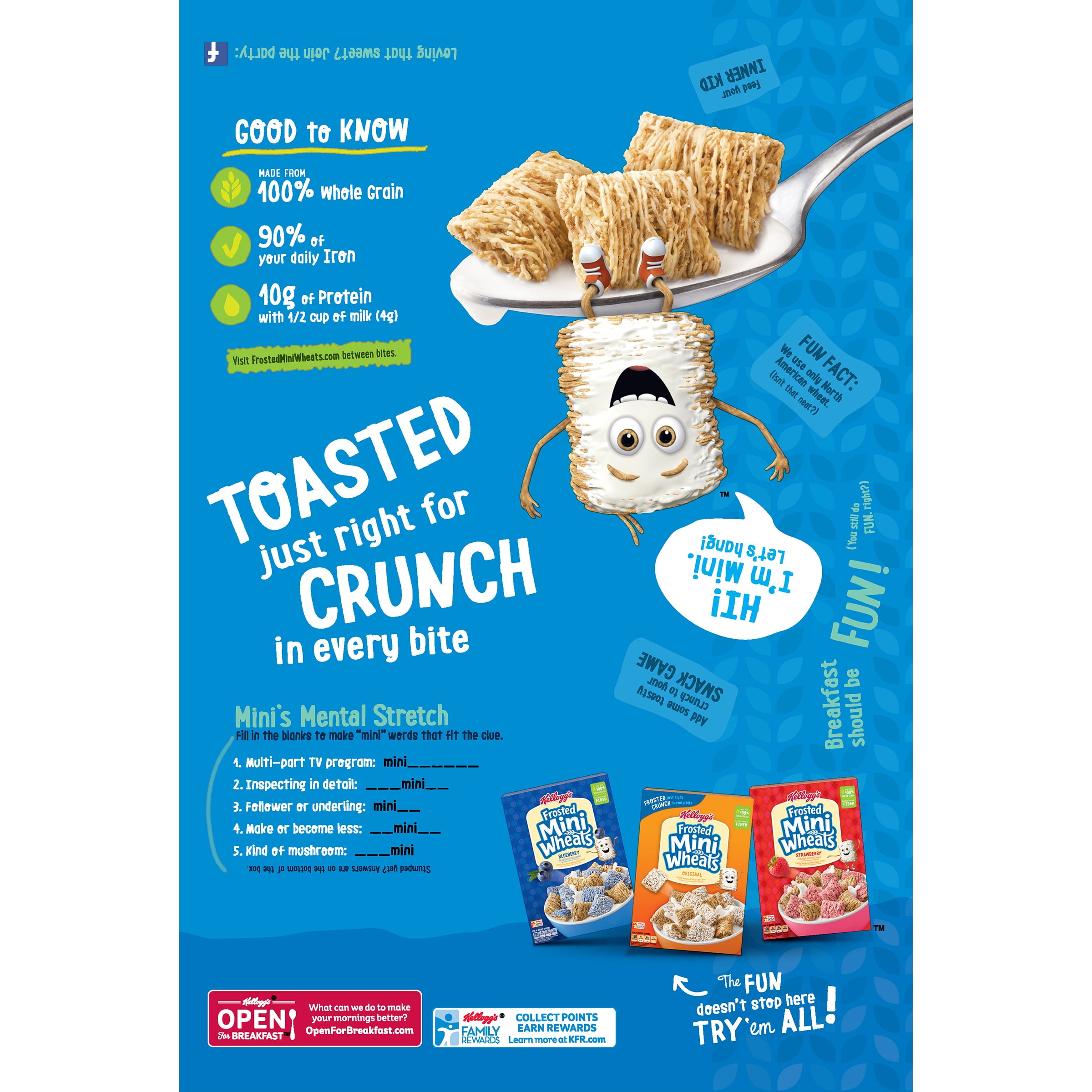 Kellogg's Mini Wheats Breakfast Cereal, Unfrosted, 18 Oz