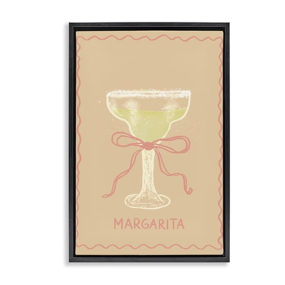 Stupell Industries Contemporary Margarita with Ribbon Black Floating Frame Canvas Art, 17 x 25, by Florentina Dolci