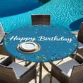 thumbnail image 6 of Lake Blue Birthday Round Tablecloth, Fitted Table Cover with Elastic for 45"-54" Round Tables, Colorful Confetti Ribbons Polka Dots Classroom Table Cloth Outdoor Dinning Party Waterproof Tablecloths, 6 of 7