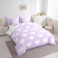 thumbnail image 3 of Homewish Boys Girls Purple Love Heart Bedding Comforter Set 7-Piece,Dreamy Princess King Bedding Sets,Happy Valentine's Day Ultra Soft Bed Sheets,Lightweight Room Decor,Reversible, 3 of 8
