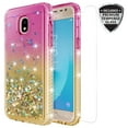 thumbnail image 1 of Samsung Galaxy J3 Achieve/J3 Star/J3 V 2nd Gen./J3 2018/Express Prime 3/Sol 3/Amp Prime 3 2018/J3 Orbit/J3 Aura/Eclipse 2 Case, KAESAR Liquid Rhinestone Case for SM-J337 (Gold/Pink), 1 of 1