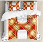 Popxstar Summer Plaid Bedding Set Nordic Bed Cover Skin Friendly Breathable Duvet Cover