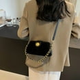 thumbnail image 3 of Baguery Women's Gold Chain Shoulder Bag - Suede Small Square Crossbody, Autumn/Winter All-Match Fashion Bag (8.2×3.1×4.7in)​, 3 of 8