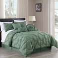 thumbnail image 2 of Chezmoi Collection Sydney 7-Piece Pinch Pleat Comforter Set, Lightweight Pintuck Bedding for All Season, King, Sage Green, 2 of 9