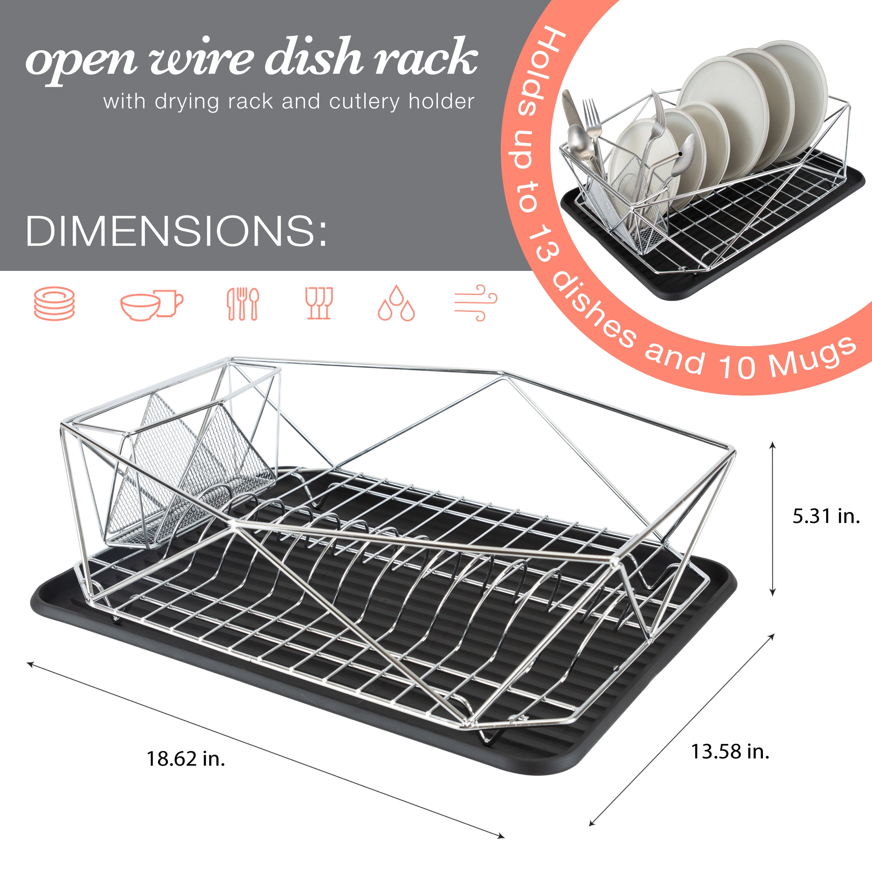 Kitchen Details Geode Dish Rack in Chrome