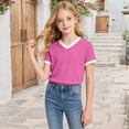 thumbnail image 2 of Zhanqunnn Girls Short Sleeve Crewneck Tee Soft Blended Basic Top Everyday School Play, Size 15-16 Years, 2 of 5
