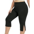 thumbnail image 2 of FlorCurve Plus Size Capri Leggings for WomenTummy Control Cropped Pants Stretch Yoga Leggings, Black 4XL, 2 of 7