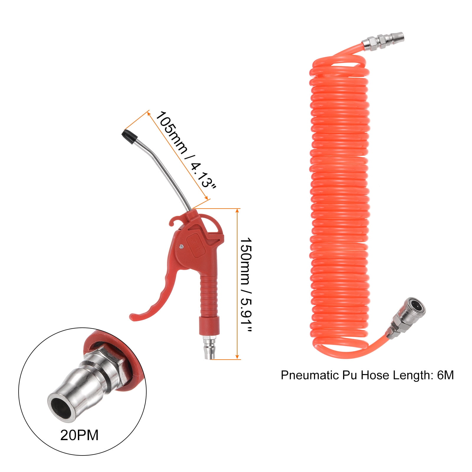 REGALWOVEN High Pressure Air Blow Gun Stainless Steel Dust Blower with Hose for Car Cleaning 6 M