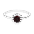 thumbnail image 2 of Round Cut 5mm Garnet Gemstone 925 Sterling Silver Solitaire Flower Ring for Women | Wedding, Engagement Bridal Rings | Mothers Day Gift, 2 of 5