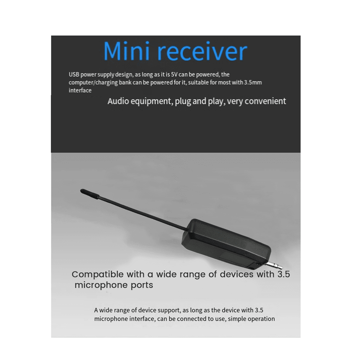 Professional Wireless Condenser Microphone Interview Recording Vlog Live Mic Super-Cardioid for DSLR Camera 3.5mm