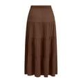 thumbnail image 5 of vigerkar Women's Flowy Flared Ruffle Boho Long Skirt Summer Casual Maxi Skirts 2025 Coffee, S, 5 of 6