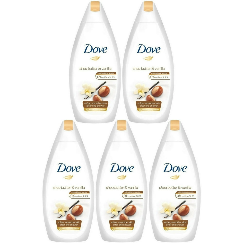 Dove Shea Butter & Vanilla Body Wash, 750 Ml / 25.3 Ounce (Pack of 5