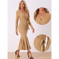 thumbnail image 2 of DARING DIVA Sweater Ribbed Knit Bodycon Long Maxi Fishtail Dress XL Khaki, 2 of 6