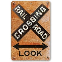 Metal Sign - Railroad Crossing - Durable Metal Sign - Use Indoor/Outdoor - Makes a Great Crossing Sign or a Bedroom Decor Under $20 (8" x 12")