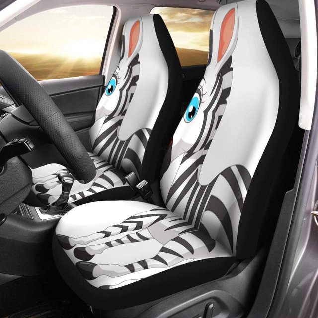 Juego de 2 fundas de asiento de coche ABPHQTO negro dibujos animados cebra divertido zoológico universal