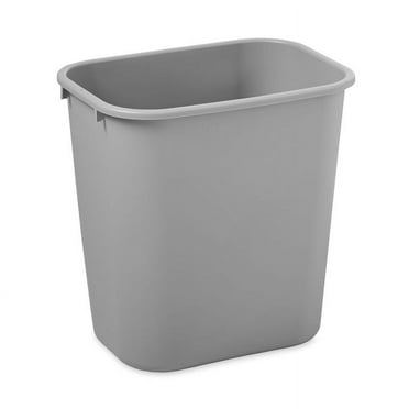 Rubbermaid Commercial Products Deskside Plastic Office Wastebasket, Rectangular, 7 Gal, Gray | Bundle of 5