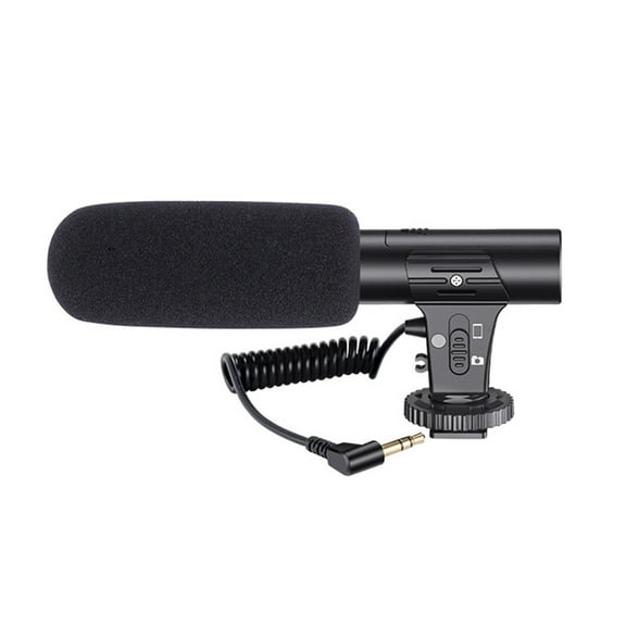 Sinyiin Camera Mounted Microphones With 3A Battery Operation Long Spring Cable For Cameras Interviews