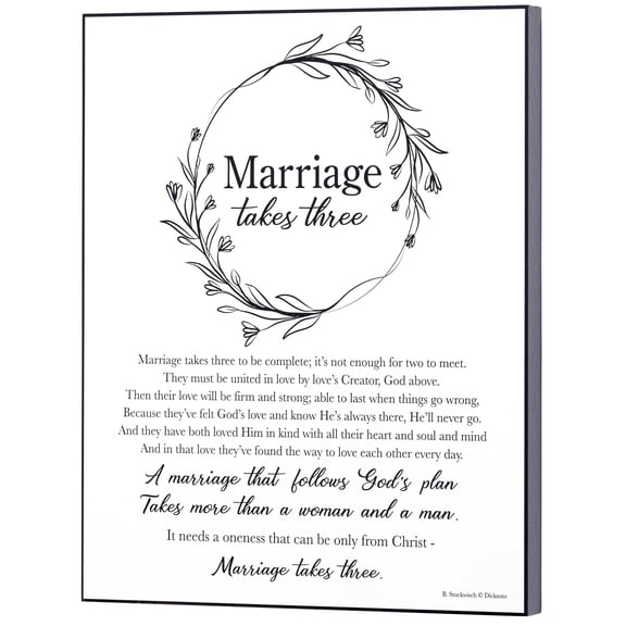 Dicksons Marriage Takes Three Black and White 8 x 10 MDF Decorative Wall Sign Plaque
