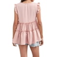 thumbnail image 3 of Women’s Casual Sleeveless Tops Fashion Solid Color/Print V-neck Pleated Ruffle Loose Vest, 3 of 5