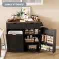 thumbnail image 3 of SNYNUXX Kitchen Island with Drop Leaf, Rolling Mobile Island Cart with Drawer, Wooden Countertop and Lockable Casters, Black-35.43"x23.62"x35.43", 3 of 9