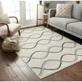thumbnail image 5 of Well Woven Mystic Poppy Contemporary Striped & Solid Geometric Blue 3'11" x 5'3" Area Rug, 5 of 6