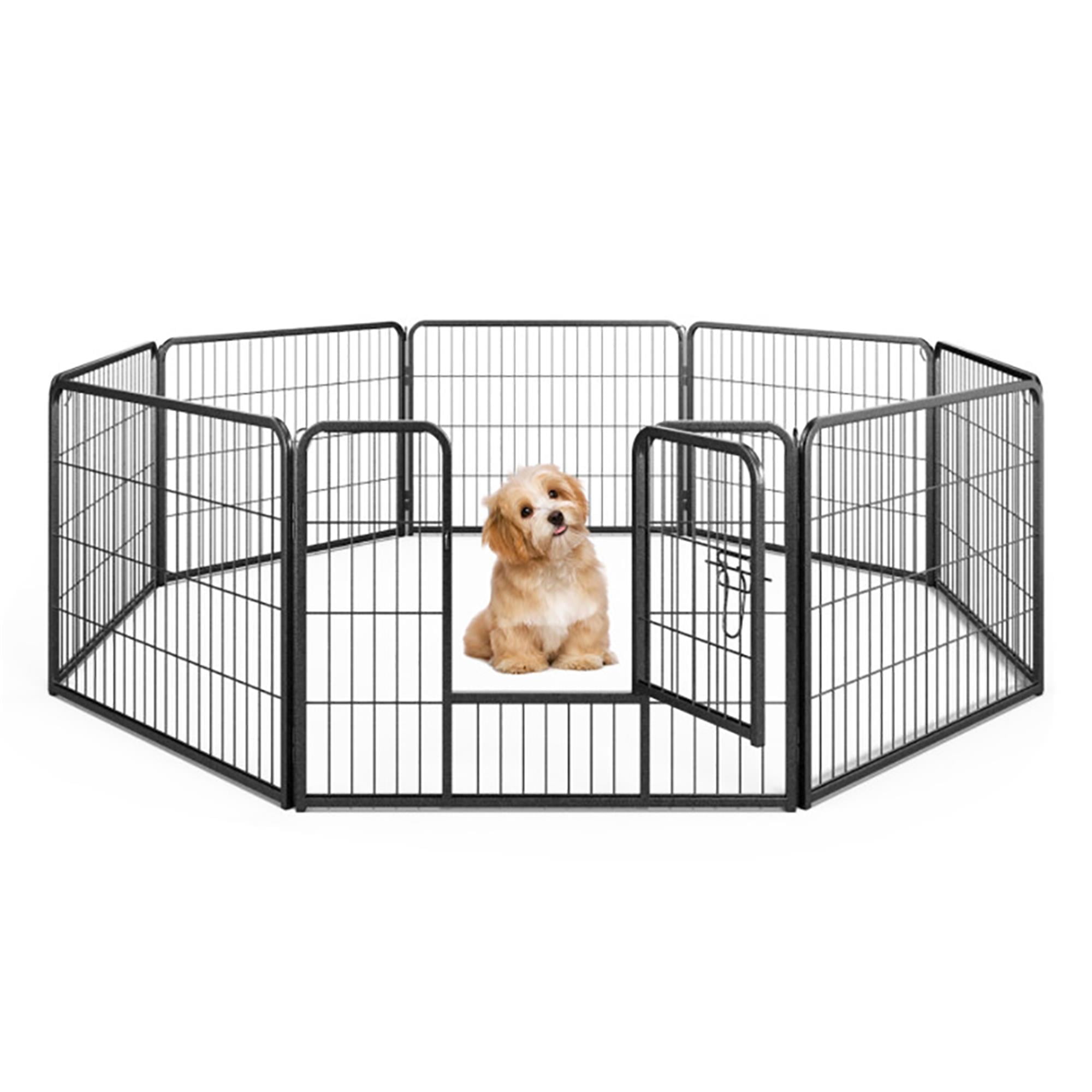 Demi Bonn 31"x24" Dog Playpen Outdoor 8-Panels Dog Pen Large Indoor Metal Puppy Pet Playpen for Small Dogs Run Fence, Black