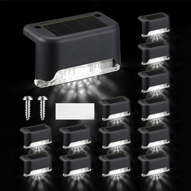 BlinkL 12 Pcs Solar Deck Lights Outdoor, Waterproof LED Solar Step Fence Lights for Stairs, Step, Railing, Patio, Driveway, Garden, Pathway and Yard(Black Shell Cool White Light)