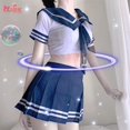 thumbnail image 2 of OJBK, lencería Sexy para mujer, Cosplay, uniforme de estudiante, disfraz erótico para chica, vestido de mujer, minifalda de encaje, Top corto Tan Jianjun unisex, 2 of 2