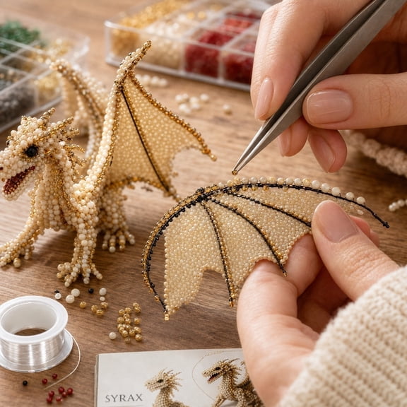 Easy Operated Bead Embroidery Kit, Exquisite Mini Tiny 3D Beaded Animal DIY Kit for Daily Hobby Creation EPIC DRAGON