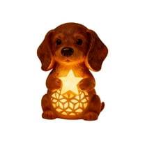 Christmas Dog Ornament, Cute Puppy Figurine with Glow Effect, Resin Desktop Decor for Home Office Festive Ambiance(a)