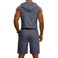thumbnail image 4 of Ceisia Men's Sleeveless Hoodie and Shorts Set Full Zip Hooded Tank with Drawstring Shorts Dark Gray XXL Gifts for Father, 4 of 9