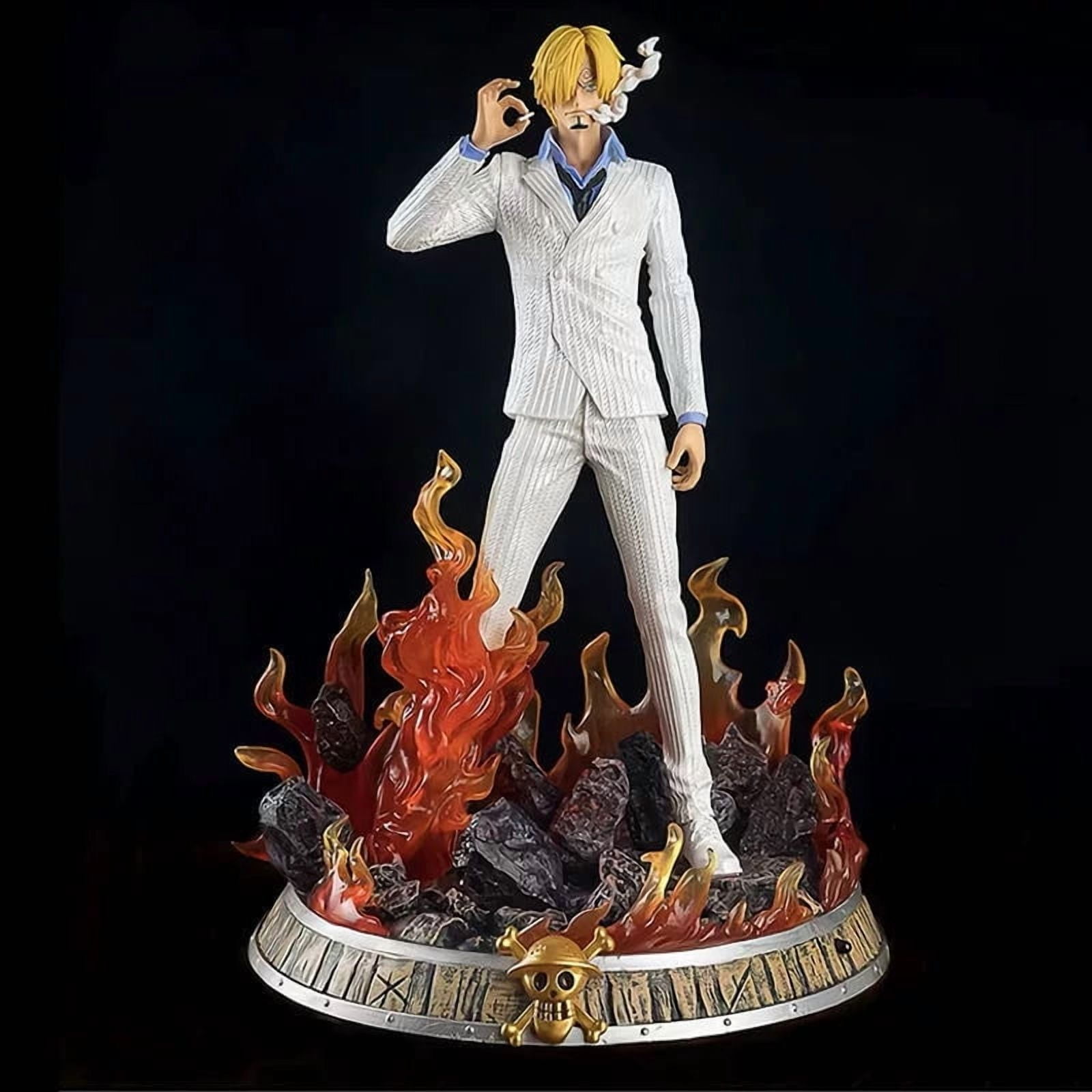 Sanji Figure Standing Base Fantasy Suit Sanji Figurine 36cm/14.1inch Anime Character Collection Game Character Statue Model Ornament Gifts (White)