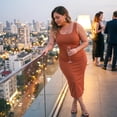 thumbnail image 3 of Agnes Orinda Women's Plus Size Dress Summer Sleeveless Square Neck Bodycon Cocktail Sundress Tank Dress 3X Orange, 3 of 9