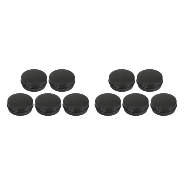 Transemion 5pcs Empty Aluminum Jars Cosmetic Screw Balm Lip Lid Cans Containers Black 20ml 2Set