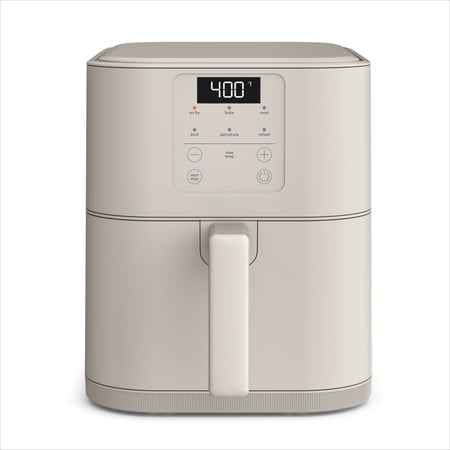 Air Fryer, Fits-anywhere Kitchenware, Ceramic Nonstick Coating, Adjustable Temperature, 6 Preset Cooking Options, 60 Min Auto Shutoff w Audible Tone, 5lb Capacity