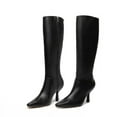 thumbnail image 3 of Schutz Jupitar Black Leather Dress Stiletto Pointed Toe Womens Knee Boots (Black Leather, 7), 3 of 4