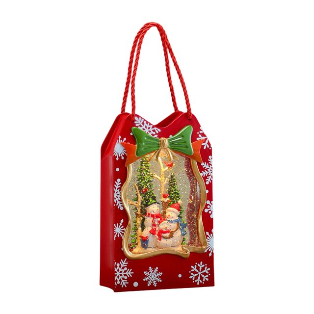 Bolsa de Regalo con Forma de Bola de Nieve Navideña, Caja de Música con Forma de Bolsa, Decoración Navideña Brillante Creativa, Adorno de Mesa para Ga