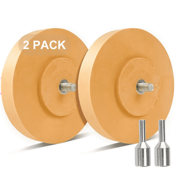 Decal Remover Eraser Wheel Adhesive Remover with Adapter 2 Pack 4 Inch Rubber Eraser Wheel for Drill Removes Car Vinyl