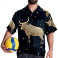thumbnail image 4 of Taurus Constellation Men's Hawaiian Short Sleeve Printed Button Down Poplin Casual Summer Beach Shirt, Unisex, 4 of 6