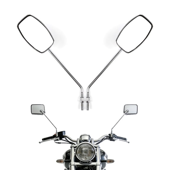 Universal 8mm Chrome Motorcycle Rearview Mirrors for Handlebars, Adjustable Round Side Mirror for Motocross, Scooter, E-bike, Dirt Bike, and Racing Motorbike Accessories