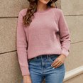 thumbnail image 2 of VISALY Pullover Crewneck Sweatshirt Crochet Sweaters Casual Long Sleeve Pullover Sweaters O Neck Oversized Ribbed Knit Fall Winter Sweater Loose Fit Hoodie Baggy Sweaters Tunic Sweater Pink S, 2 of 8