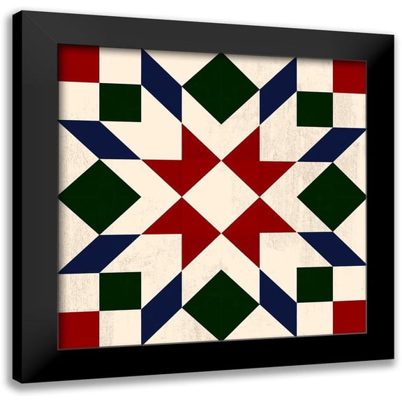 Barnes, Victoria 12x12 Black Modern Framed Museum Art Print Titled - Christmas Barn Quilt II