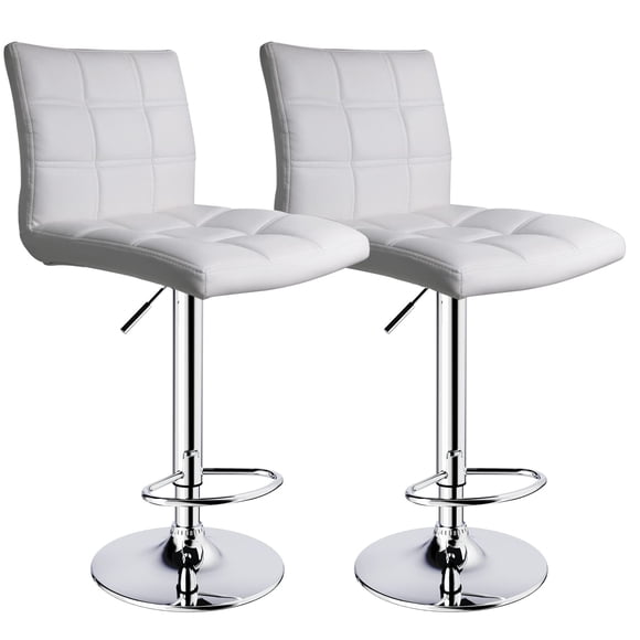 Leopard Outdoor Products Modern Square PU Leather Adjustable Bar Stools with Back, Set of 2, Counter Height Swivel Stool (Retro Brown)