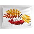 thumbnail image 1 of Rowan Pillow Sham Realistic Vivid Ripe Berries in Fall Season Orange Leaves Rural Plant, Decorative Standard King Size Printed Pillowcase, 36 X 20 Inches, Dark Orange Yellow Red, by Ambesonne, 1 of 2