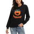 thumbnail image 2 of Xmarks Halloween Spooky Sweatshirt for Women Funny Pumpkin Face Bat Graphic Printed Pullover Shirts Long Sleeve Crewneck Casual Jumper Top, S-2XL, 2 of 7