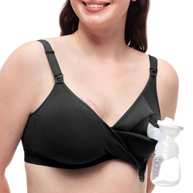 Barra de bombeo con manos libres Momcozy HF010 inalámbrica negra Tencel