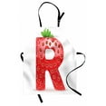 thumbnail image 1 of Letter R Apron Food Elements in Such a Way Resembling Capital R Summer Season Food, Unisex Kitchen Bib Apron with Adjustable Neck for Cooking Baking Gardening, Vermilion Green Orange, by Ambesonne, 1 of 3