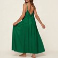 thumbnail image 6 of TaTaai Women Summer Faux Linen Solid Sleeveless Long Dress Spaghetti Strap Round Neck Loose Flowy Hem Casual Elegant Dress Soft Lightweight for Daily Vacation Gift, 6 of 9