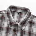 thumbnail image 4 of RKSTN Chemise/haut à Carreaux Rétro pour Homme à Boutons, Col à Revers, Manches Longues, Brun, TTG, 4 of 9